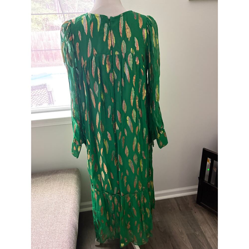 Eryn Metallic Print Tie Waist Long Sleeve Maxi Dress - Picture 7 of 8
